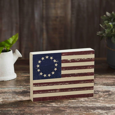 Colonial Flag Wooden Sign 6x8x1.5 - The Fox Decor